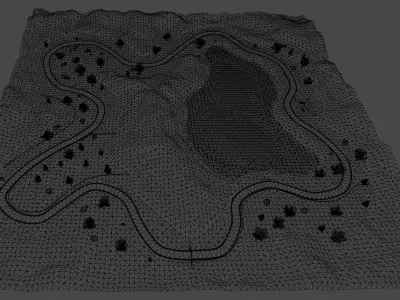 Park Racing Track Low-poly 3D model