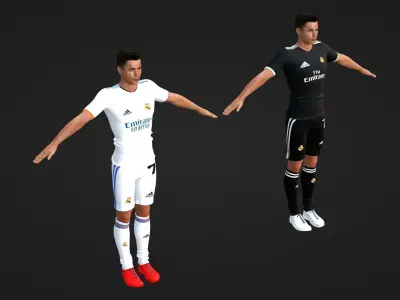 Cristiano Ronaldo - Real Madrid - Two Models Low-poly 3D model
