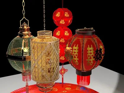 Chinese red lantern 3D model