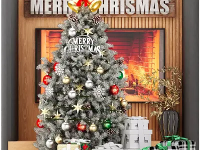 Christmas tree with ornaments 3D model