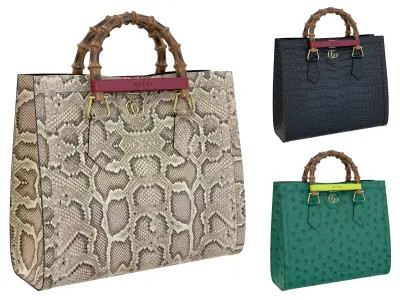Gucci Diana small tote bag Ostrich Snake Croco 3D model