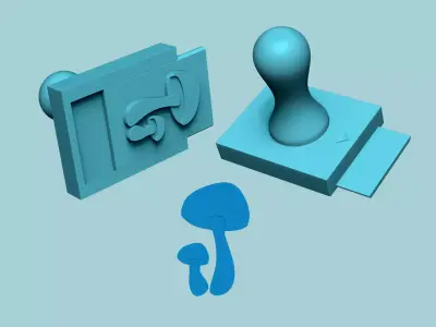 Stamp 46 - Mushrooms - Fondant Decoration Maker Toy 3D print model