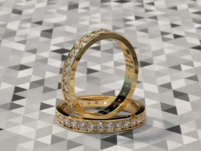 Slim Ring collection with diamonds All Sizes 3D Model Pack