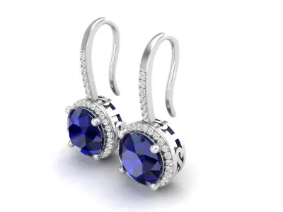 AV 385 Diamond Ladies Dangling-Drop Earrings 3D print model