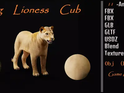Lioness Cub Low-poly 3D model