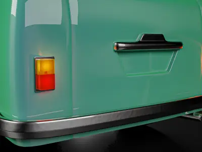 Vintage Old Style Retro minivan Low-poly 3D model