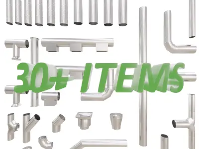 Round HVAC Ducting Pack Low-poly 3D model