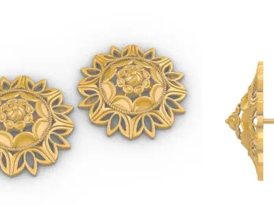 Lotus Flower Mandala Set With Ring 3D print model