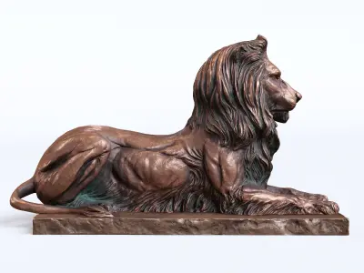 Recumbent Lion Lowpoly PBR Low-poly 3D model
