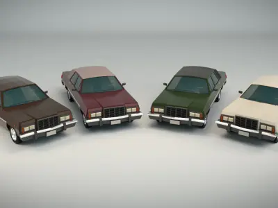 Low Poly Sedan Car 04 Low-poly 3D model