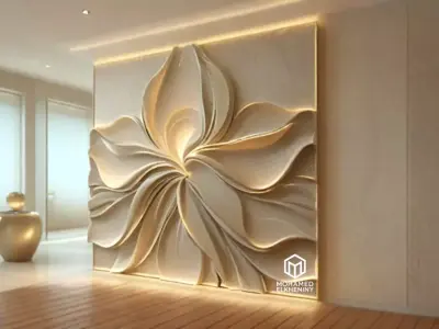modern panel wall decor set wall relief mural CNC 96 3D model