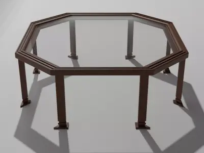  Wooden Octagonal Table Low-poly 3D model