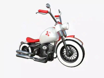 Motorcycle Cartoon A19 White Red - Custom Vehicle Design Low-poly 3D model