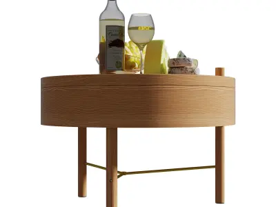 Homary Modern Round Wood Rotating Tray Coffee Table with Storage 3D model