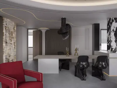 Modern living room dining room interior scenes  3D model 24