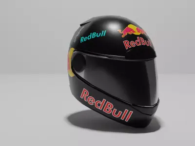 Red bull Helmet Low-poly 3D model
