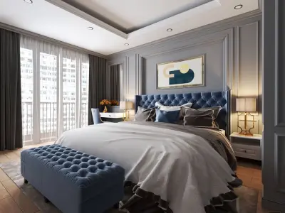 Bedroom modern with accents 3D model