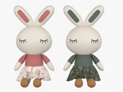 Stuffed Animal Bunny Rabbit Doll 3D model
