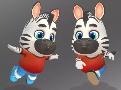 Zebra Animated Rigged Low-poly 3D model
