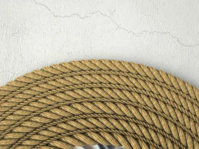 Large Round Jute Wall Mirror 3D model