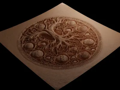 Tree of Life Sandcasting Bas High Relief CNC 3D print model