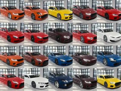 BLENDER EEVEE Brandless 20 car collection volume 2 3D Model Pack