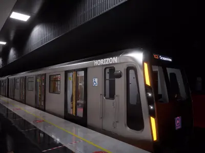 Subway Train Metal Blender and UE5 Low-poly 3D model