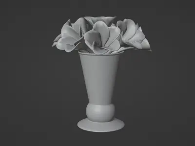 Decor bouquet of flowers in a porcelain vase 2 3D model