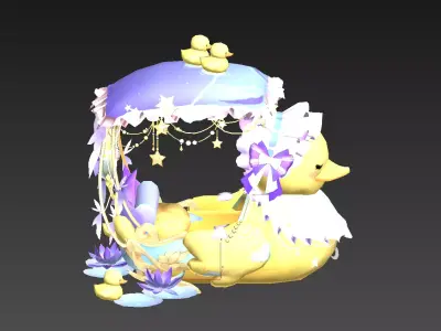 Yellow duck boat Low-poly 3D model