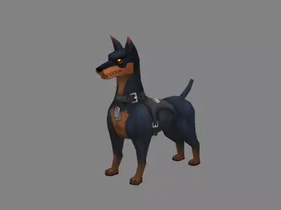 Cartoon Police Dog - Hunting Dog Low-poly 3D model