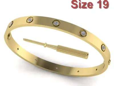 Love Bracelet With Diamond - Size 19  3D print model