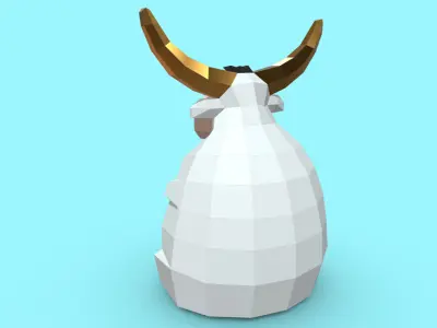 bull low poly goat with golden horns 3D print model