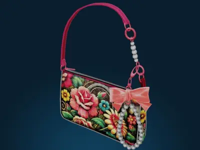 Floral Handbag Low-poly 3D model