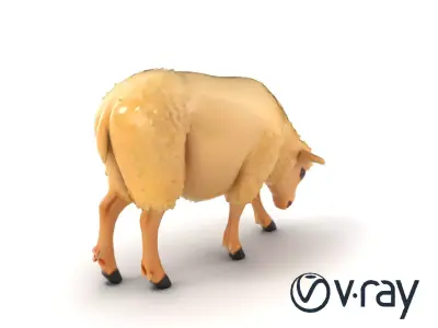 Sheep Fluffy Coat Grazing model pack Low-poly 3D model