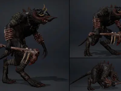 Ghost Barbarian Arm1 Brutal Low-poly 3D model