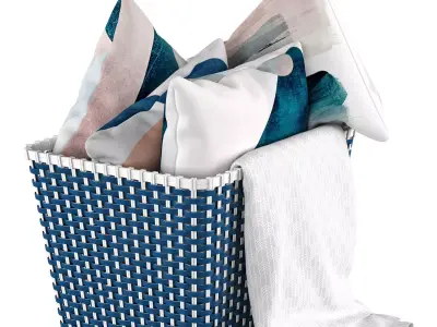 Basket with pillows 3D model