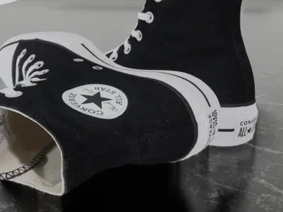 CONVERSE 3D SHOES - BLACK HIGH Low-poly 3D model
