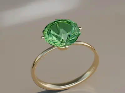 Elegant Gemstone Ring with Crown Prong Setting 3D print model