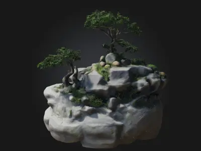 Harmony Cascade  A Tranquil Flow of Nature and Art 3D model