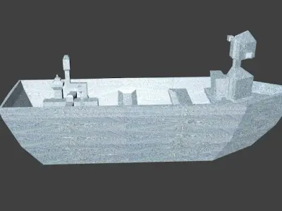 3D Boat with an Engine and Low Ploy Low-poly 3D model