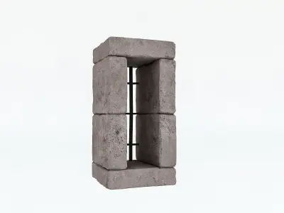 Old Stone Window 02 Low-poly 3D model