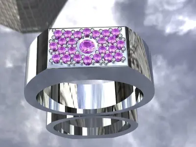 Flush Pave Diamond Ring Gold Silver Luxury Jewelry 3D print model