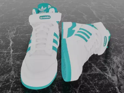  ADIDAS FORUM MID - TURQUOISE 3D SHOES Low-poly 3D model