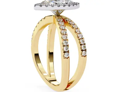 Classic crisscross Marquise Diamond halo setting ring 3D print model