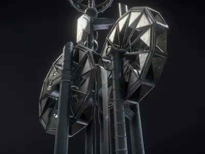 Waterwheels Fountain High-Poly Version 3D model