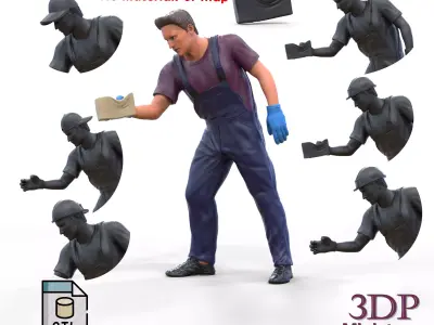 N6 Car Wash Worker with Sponge 3D print model