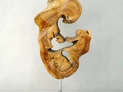 Teak Wood Table Top Decoration 3D model