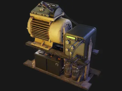Post-apocalyptic engine Low-poly 3D model