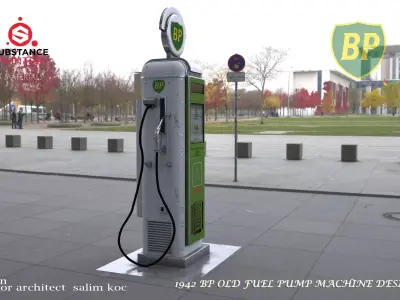 OLD BP GASOLINE PUMP DESIGN Low-poly 3D model