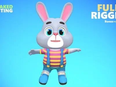 Rabbit Bunny Hare Animated Rigged Low-poly 3D model